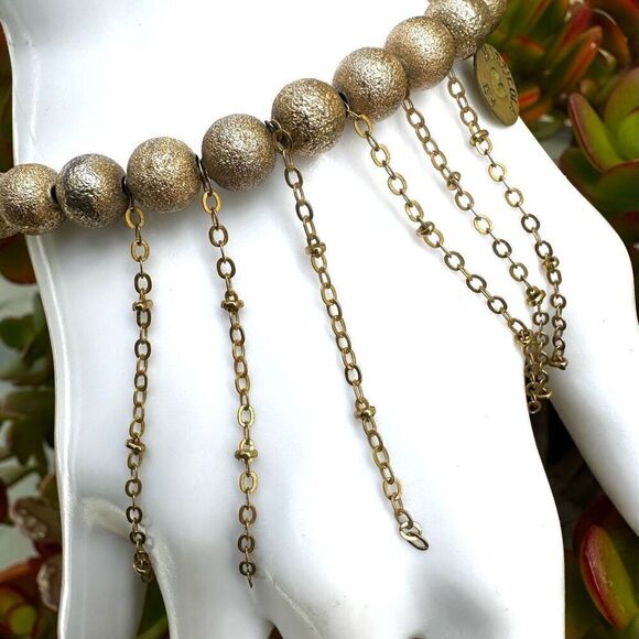 Marzicola - gold tone  Beaded Bracelet with Chain Fringe - Picture 3 of 7
